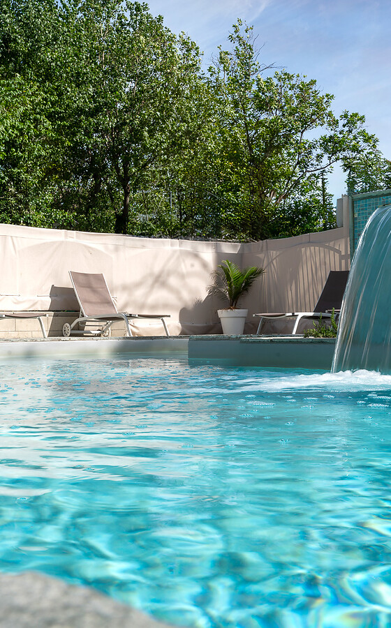 Unser auf 32 °C beheizter Pool